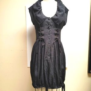 Nanette Lapore Black Silk Dress Corset Empire Waist sz 4